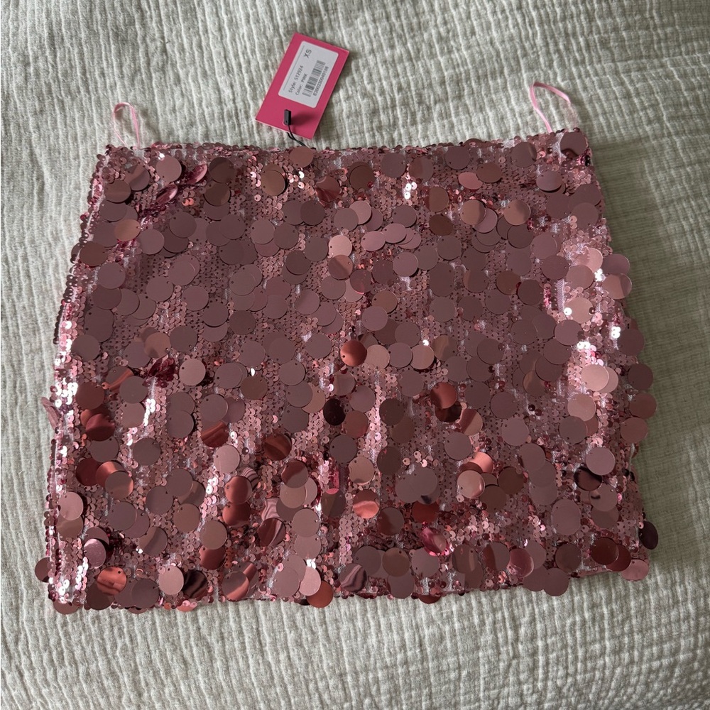 Pink Sequin Mini Skirt
